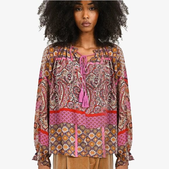 Molly Bracken Tops - Molly Bracken Boho Patchwork Paisley Blouse